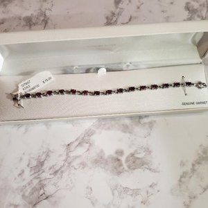 Sterling Silver Genuine Garnet Tennis Bracelet